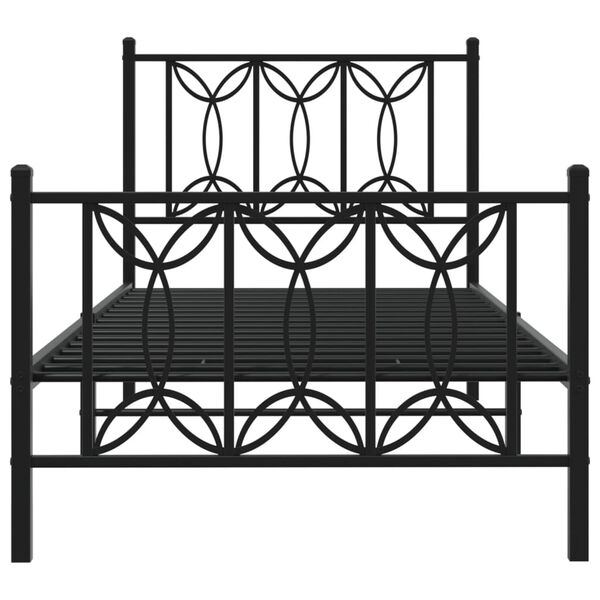 vidaXL Estrutura de cama com cabeceira e p&eacute;s 90x200 cm metal preto