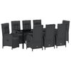 vidaXL Conjunto de Jantar para Jardim 9 unid. Preto vime PE