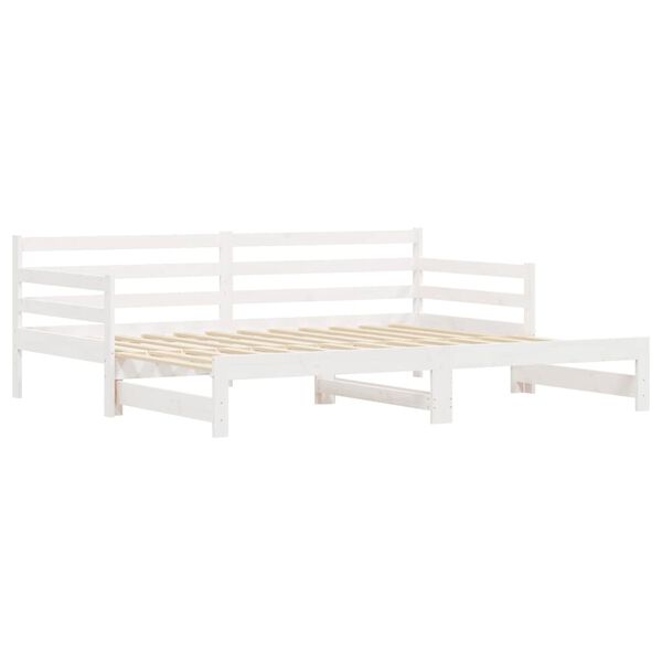 vidaXL Sof&aacute;-cama com gavet&atilde;o 90x200 cm madeira de pinho maci&ccedil;a branco