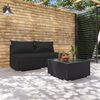 vidaXL 3 pcs conjunto lounge de jardim c/ almofadões vime PE preto