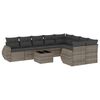 vidaXL 10 pcs conjunto sof&aacute;s de jardim c/ almofad&otilde;es vime PE cinzento