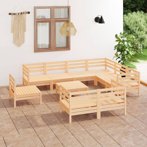 vidaXL 10 pcs conjunto lounge de jardim pinho maci&ccedil;o