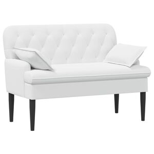 vidaXL Sof&aacute; de dois lugares com bot&atilde;o acolchoado Branco Tecido