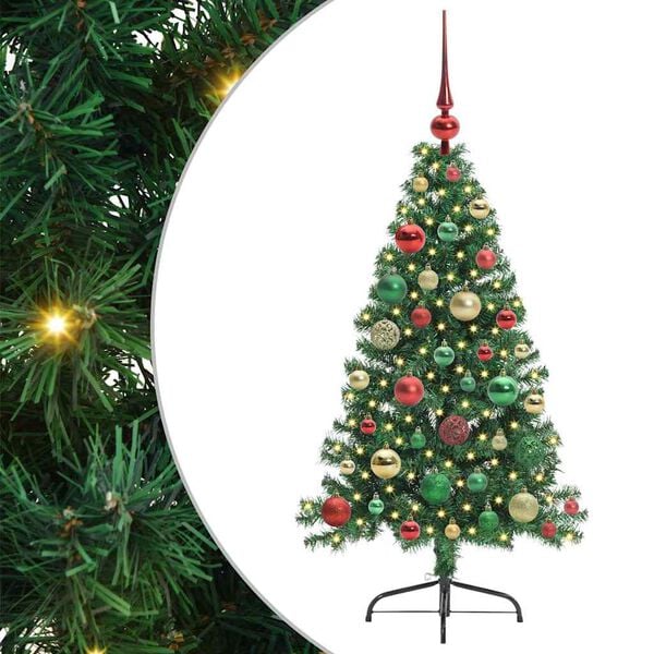 vidaXL &Aacute;rvore de Natal Artificial Pr&eacute;-iluminada Verde 120 cm PVC