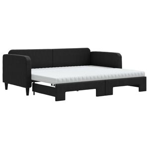 vidaXL Sof&aacute;-cama com gavet&atilde;o e colch&otilde;es 90x200 cm tecido preto