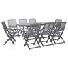vidaXL 9 pcs conjunto de jantar jardim madeira ac&aacute;cia maci&ccedil;a cinzento