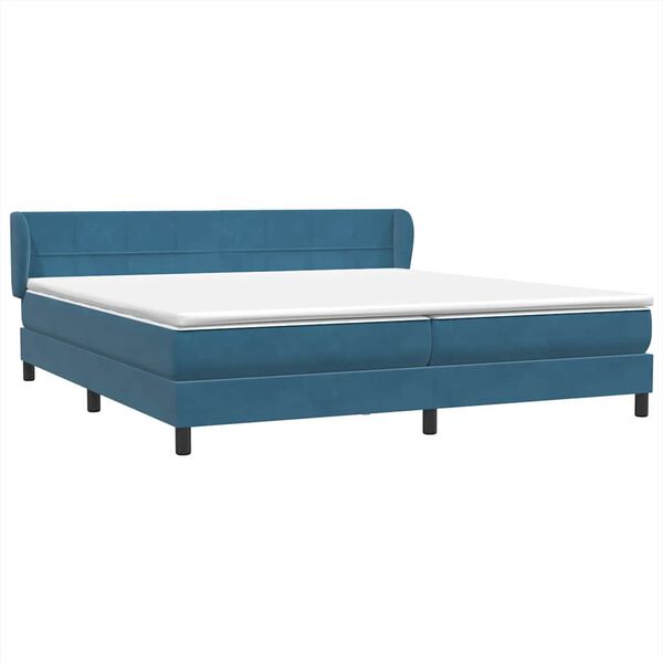 vidaXL Cama com molas/colch&otilde;es 180x210 cm veludo azul-escuro