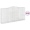 vidaXL Cestos gabi&atilde;o arqueados 10 pcs 400x50x200/220 ferro galvanizado