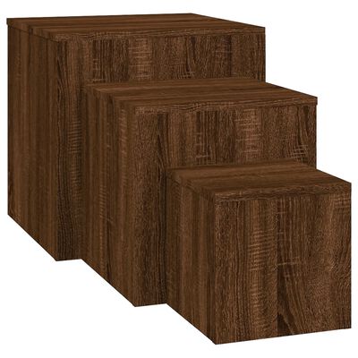 vidaXL Mesas de apoio 3 pcs derivados de madeira cor carvalho castanho