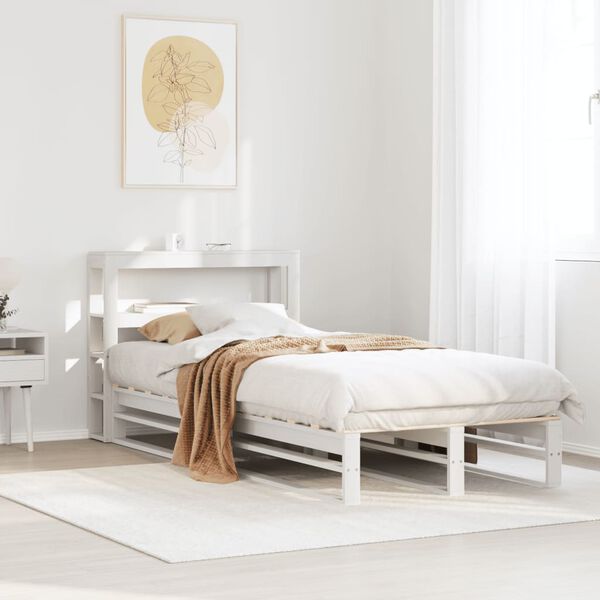 vidaXL Cama sem colch&atilde;o 75x190 cm madeira de pinho maci&ccedil;a branco