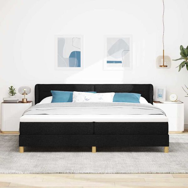 vidaXL Cama Box com colch&atilde;o com cabeceira Preto 200 x 200 cm tecido