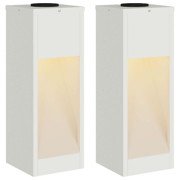 vidaXL Luz Solar LED de Caminho 2 pcs Branco A&ccedil;o Laminado a Frio