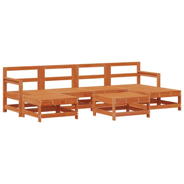 vidaXL Conjunto de Lounge de Jardim 7 pcs Castanho Cera