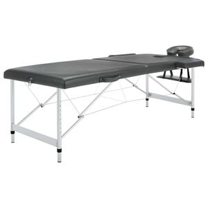 vidaXL Mesa massagens c/ 2 zonas estrutura alum&iacute;nio 186x68cm antracite