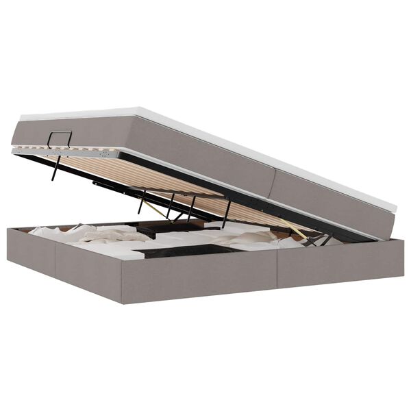 vidaXL Cama com arruma&ccedil;&atilde;o e colch&atilde;o Cinzento-acastanhado 200 x 200 cm