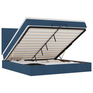 vidaXL Estrutura de cama otomana com colch&otilde;es 200x200cm tecido azul