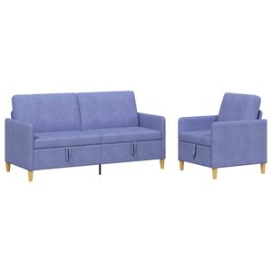 vidaXL Conjunto de Sof&aacute; com Armazenamento 2 unid. Azul Jeans Poli&eacute;ster