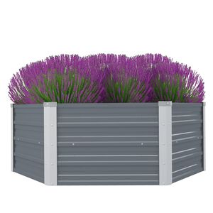 vidaXL Canteiro jardim elevado 129x129x45cm a&ccedil;o galvanizado cinzento