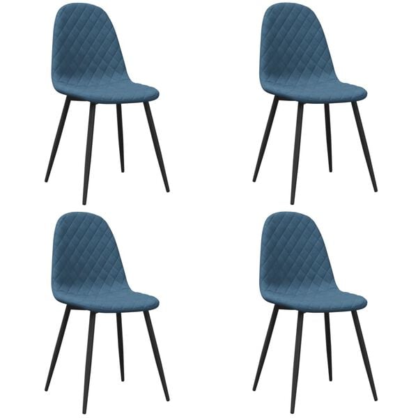 vidaXL Cadeiras de jantar 4 pcs veludo azul