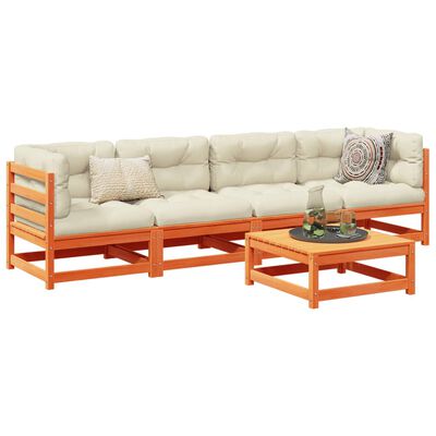 vidaXL 5 pcs conjunto de sofás de jardim pinho maciço castanho-mel