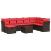 vidaXL 9 pcs conjunto sof&aacute;s p/ jardim c/ almofad&otilde;es vime PE castanho