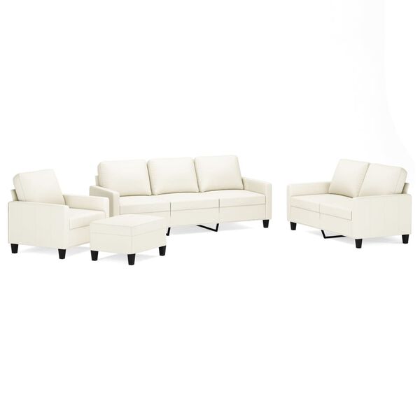 vidaXL 4 pcs conjunto sof&aacute;s c/ almofad&otilde;es couro artificial cor creme