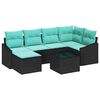 vidaXL Conjunto de Sof&aacute;s com almofada 7 pcs Preto vime PE