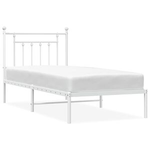 vidaXL Estrutura de cama com cabeceira 90x200 cm metal branco