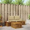 vidaXL Conjunto de Sof&aacute;s para Exterior 3 Pe&ccedil;a Natural e Bege