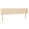vidaXL Cabeceira de cama c/ abas tecido 163x23x78/88 cm creme