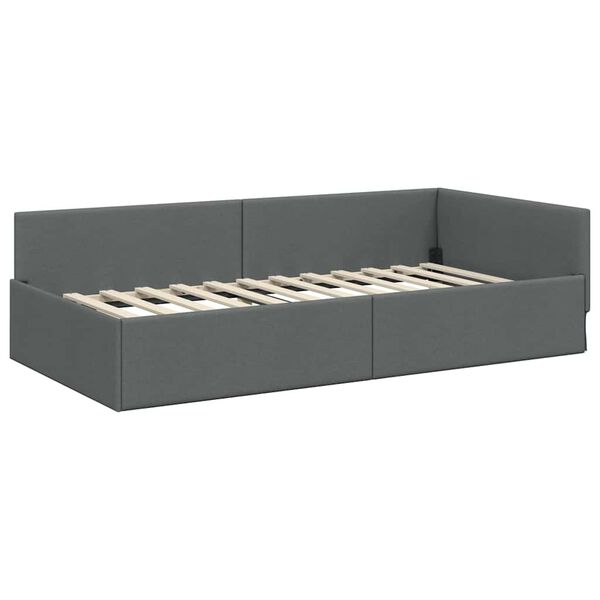 vidaXL Estrutura de Cama de Canto Cinza Escuro 90 cm x 200 cm Veludo