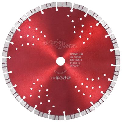 vidaXL Disco de corte de diamante com turbo e orifícios aço 300 mm
