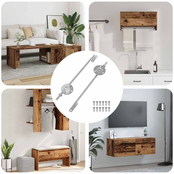 vidaXL Hinge de suporte de tampa 2 pcs Prateado 194 x 36 x 18 mm Ferro