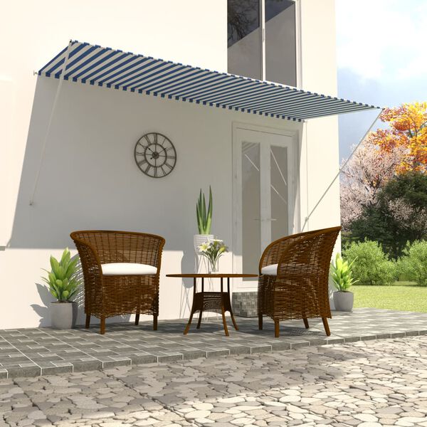 vidaXL Toldo retr&aacute;til 300x150 cm azul e branco
