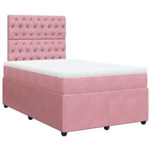 vidaXL Cama boxspring com colch&atilde;o 120x200 cm veludo rosa