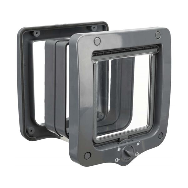 TRIXIE Porta com aba para gatos 4 sentidos com 2 túneis cinzento