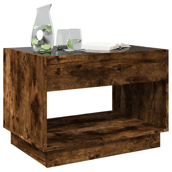 vidaXL Mesa de centro luzes LED Infinity 70x50x50 cm carvalho fumado