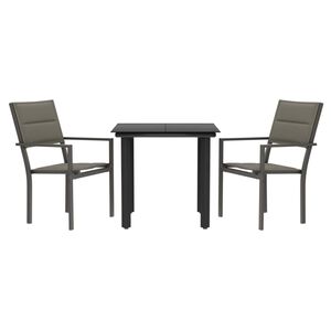 vidaXL 3 pcs conjunto de jantar para jardim a&ccedil;o e textilene preto