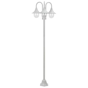 vidaXL Candeeiro de pé p/ jardim c/ 3 braços E27 220cm alumínio branco
