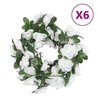 vidaXL Grinaldas de flores artificiais 6 pcs 240 cm branco