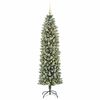 vidaXL &Aacute;rvore Slim de Natal Artificial Verde e Branco 180 cm