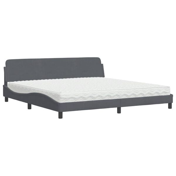 vidaXL Cama com colch&atilde;o Dover 200x200 cm veludo cinzento-escuro