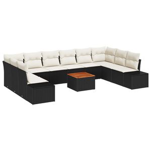 vidaXL Conjunto de Sof&aacute; de Jardim 11 pcs Preto e branco