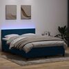 vidaXL Cama box spring c/ colch&atilde;o e LED 160x220 cm veludo azul-escuro