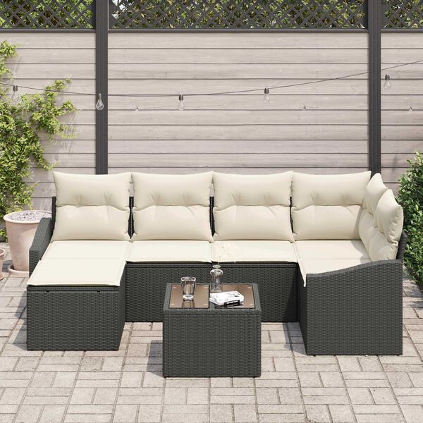 vidaXL Conjunto de Jantar para Jardim 7 pcs Marrom e Creme