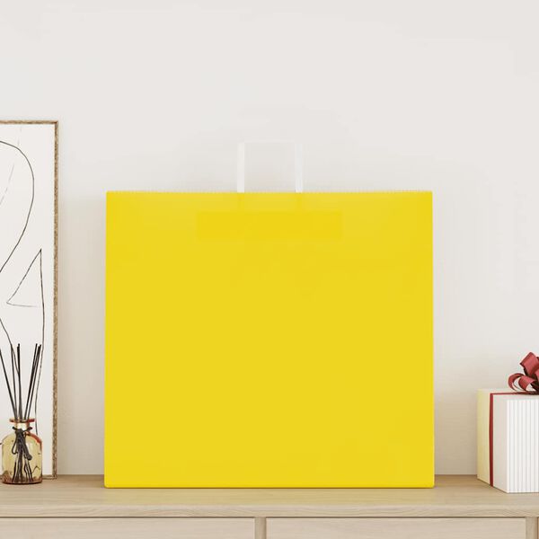 vidaXL Sacos de papel 50 unid com al&ccedil;as amarelo 54x15x49 cm