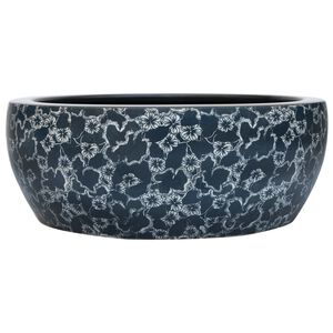 vidaXL Lavat&oacute;rio de bancada redondo &Phi;41x14 cm cer&acirc;mica preto e azul