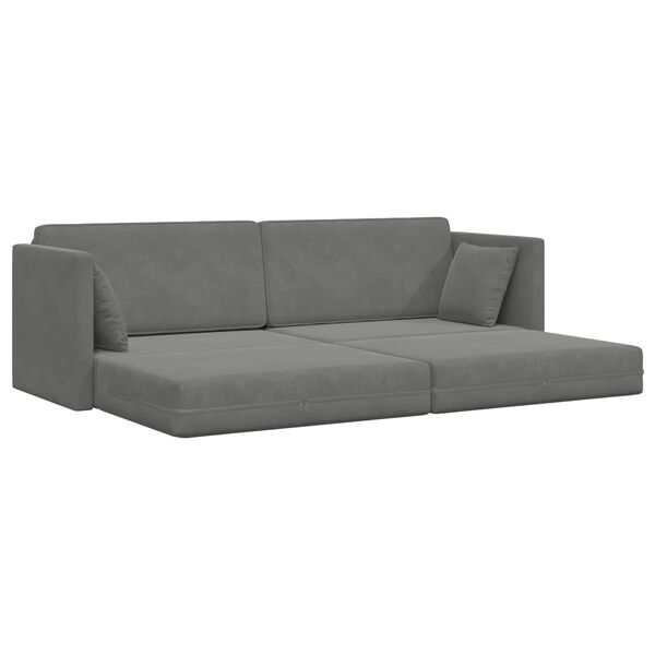 vidaXL Sof&aacute;-cama de ch&atilde;o 200cm Cinza Escuro Veludo
