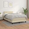 vidaXL Cama com molas/colch&atilde;o 120x200 cm couro artificial cor creme