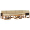 vidaXL Conjunto de Sof&aacute;s para Exterior 8 pcs Natural e Bege Poli&eacute;ster